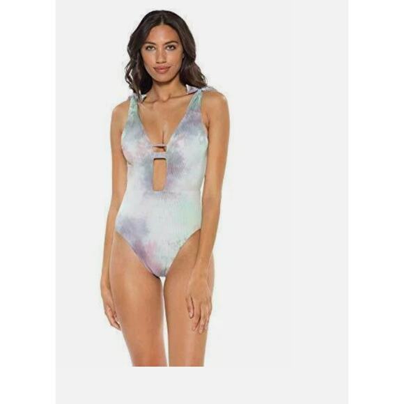 Soluna Swim Medium Purple Tie Dye Ribbed 1-Piece Swimsuit $148 NWT Medium NWT - Picture 1 of 4